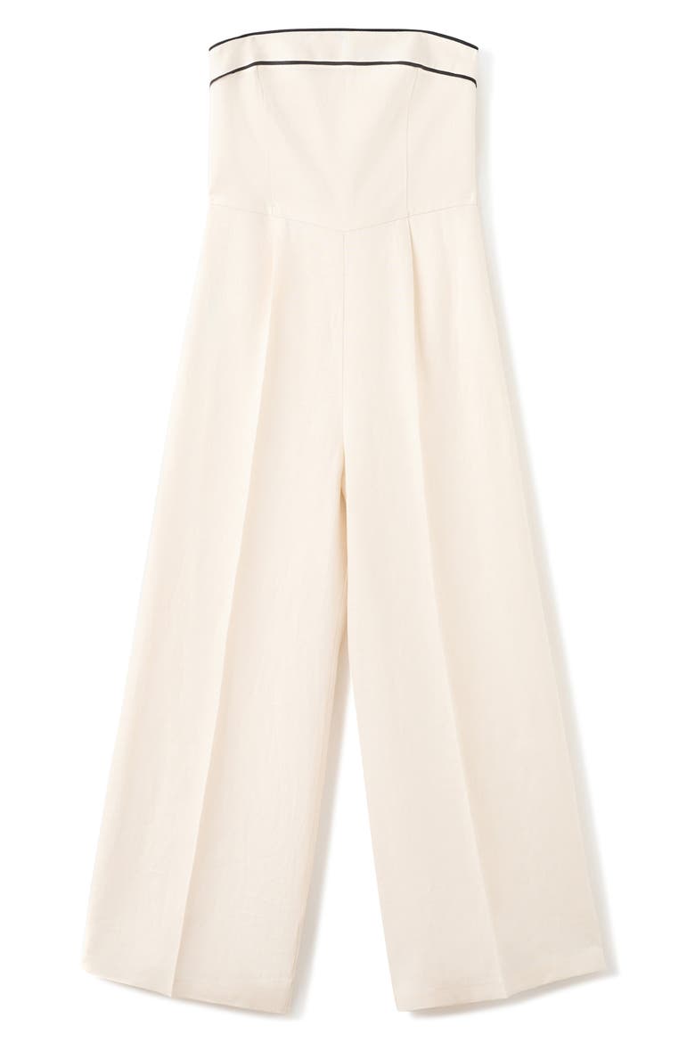 Mono Corso Strapless Linen Jumpsuit, Main, color, ECRU