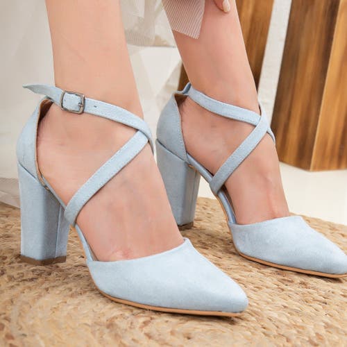Forever & Always Shoes Women's Sina - Baby Blue Suede Bridal Shoes In Baby Blue