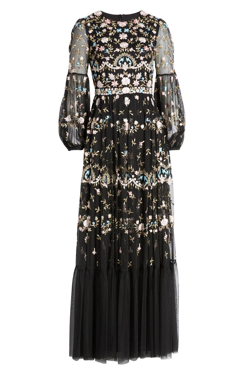 Mac Duggal Embroidered Floral Long Sleeve Gown, Alternate, color,