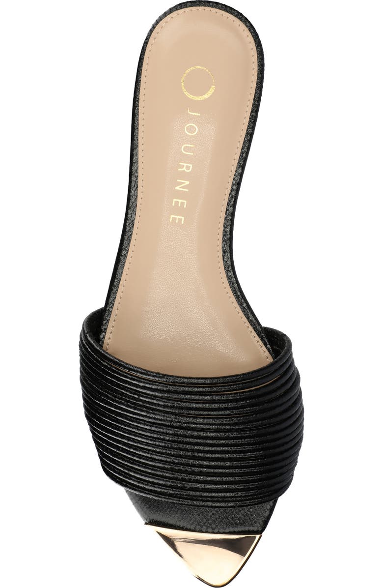 Journee Collection Feather Faux Leather Slide Sandal, Alternate, color, Black