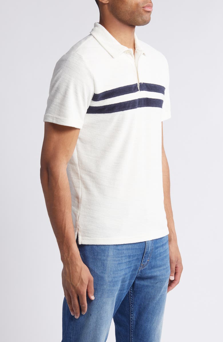 Faherty Cabana Surf Stripe Terry Cloth Polo, Alternate, color, Vintage White