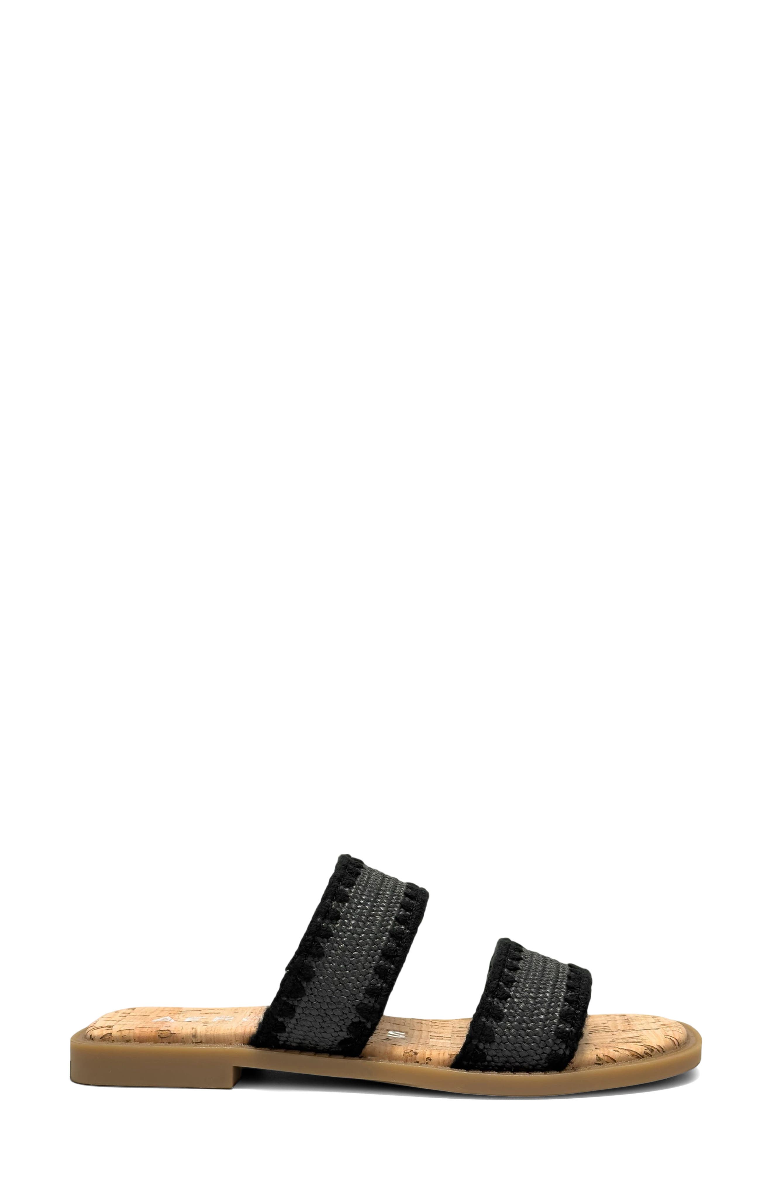 Aerosoles Centro Two-Strap Sandal, Alternate, color, Black Raffia Elastic