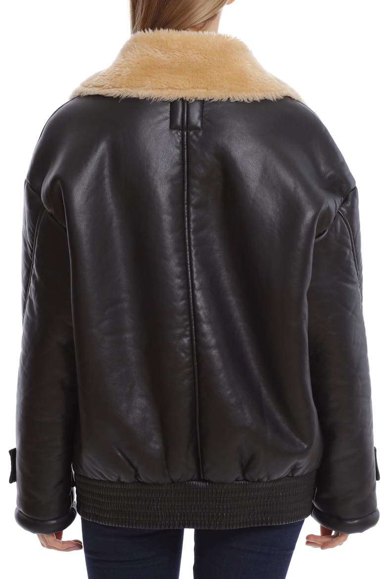 Oversize Faux Shearling Aviator Jacket, Alternate, color, BLACK