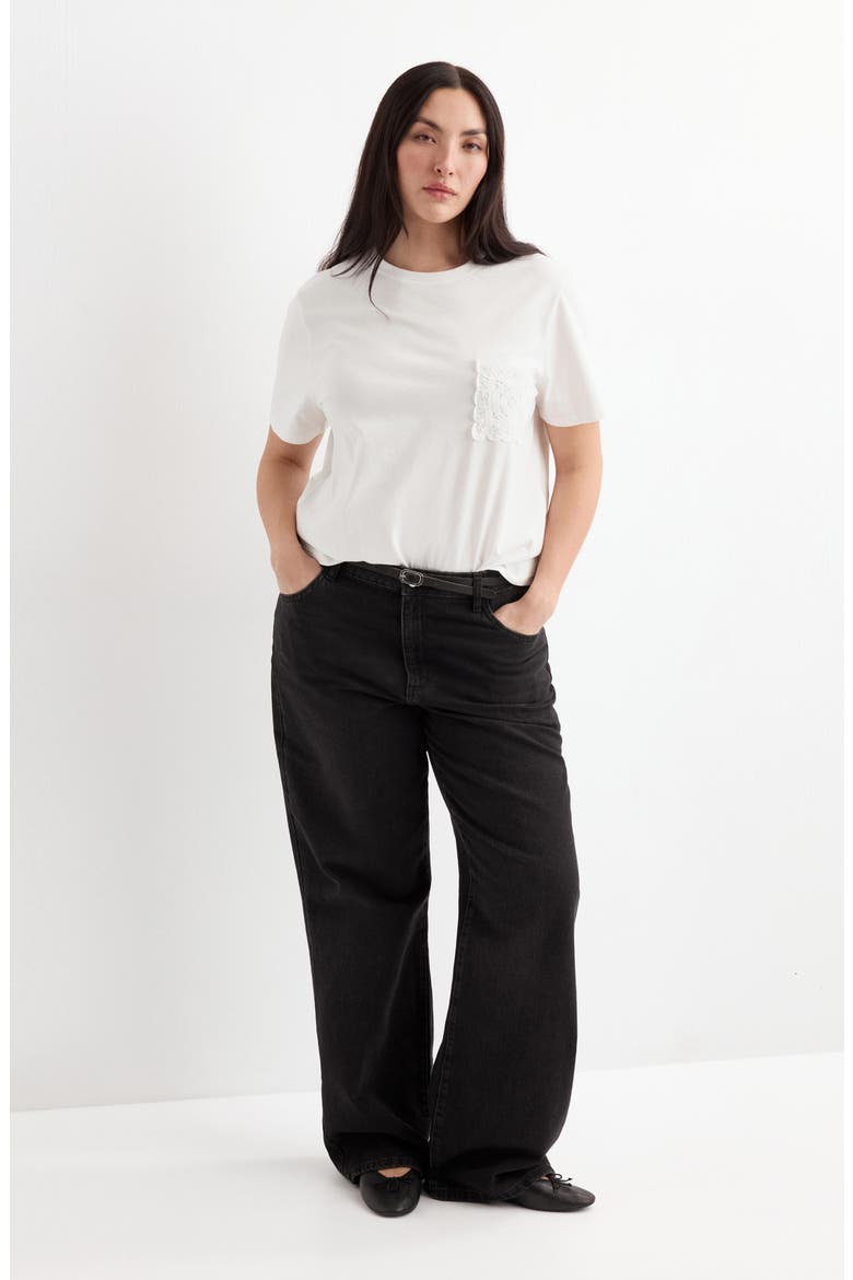 Embroidered Cotton T-Shirt, Alternate, color, OFF WHITE