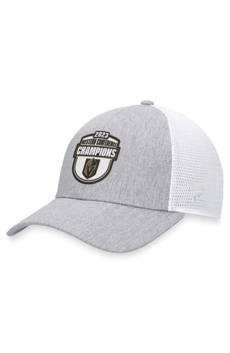 FANATICS Men's Fanatics Branded  Gray/White Vegas Golden Knights 2023 Western Conference Champions Locker Room Trucker Adjustable Hat, Main, color, 