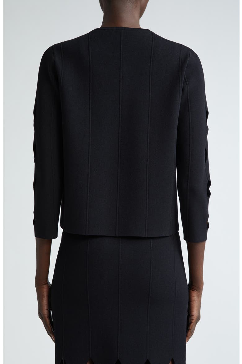 Milano Knit Cutout Sleeve Cardigan, Alternate, color, BLACK