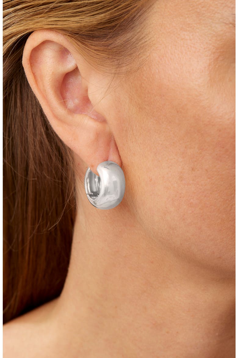 Rounded Wide Huggie Hoop Earrings, Alternate, color, WHITE