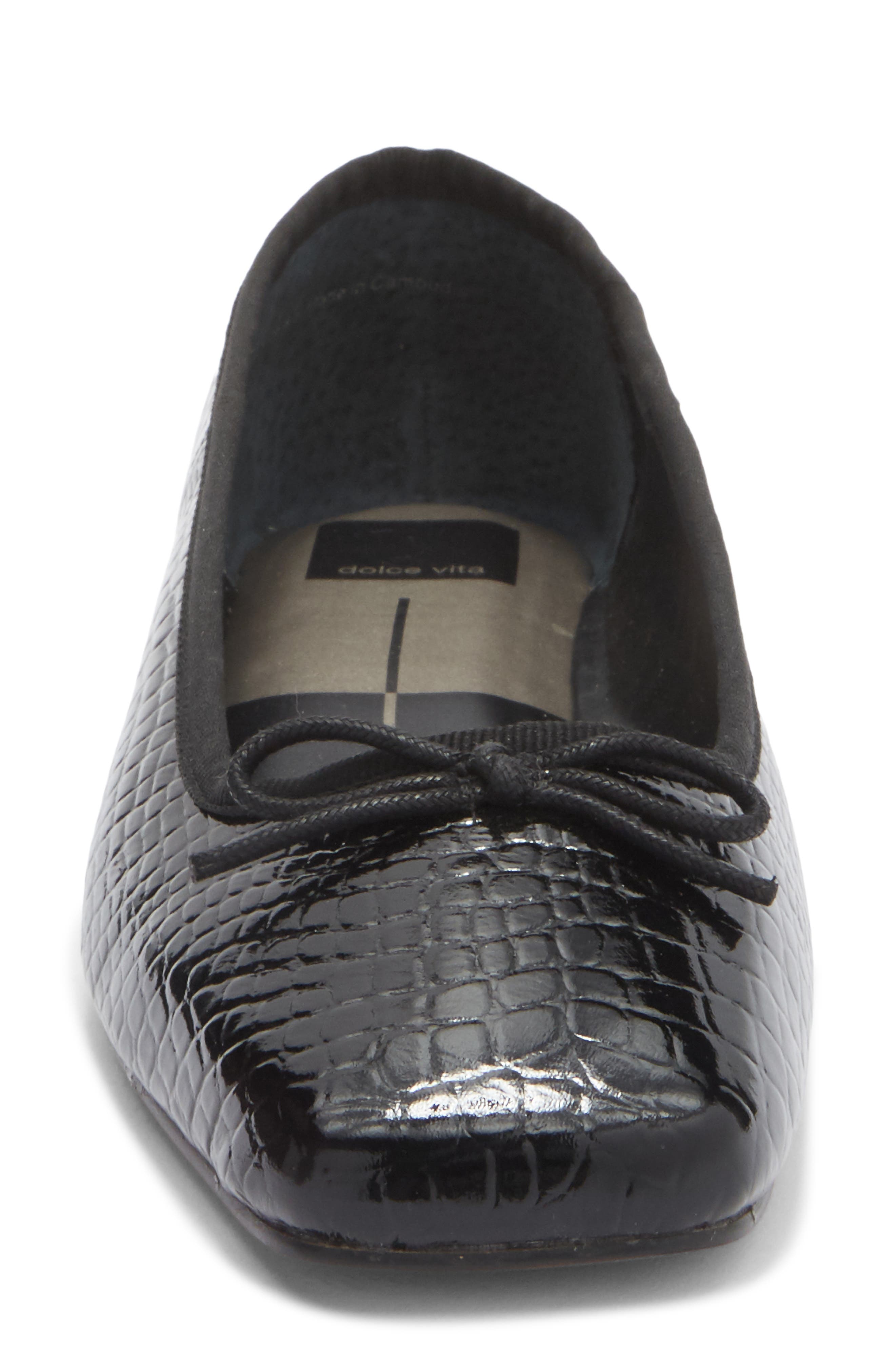 Dolce Vita Anisa Square Toe Flat, Alternate, color, Noir Embossed