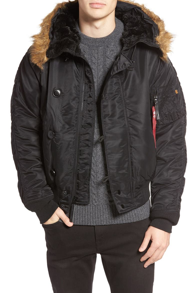 N-2B Short Hooded Parka, Main, color, BLACK