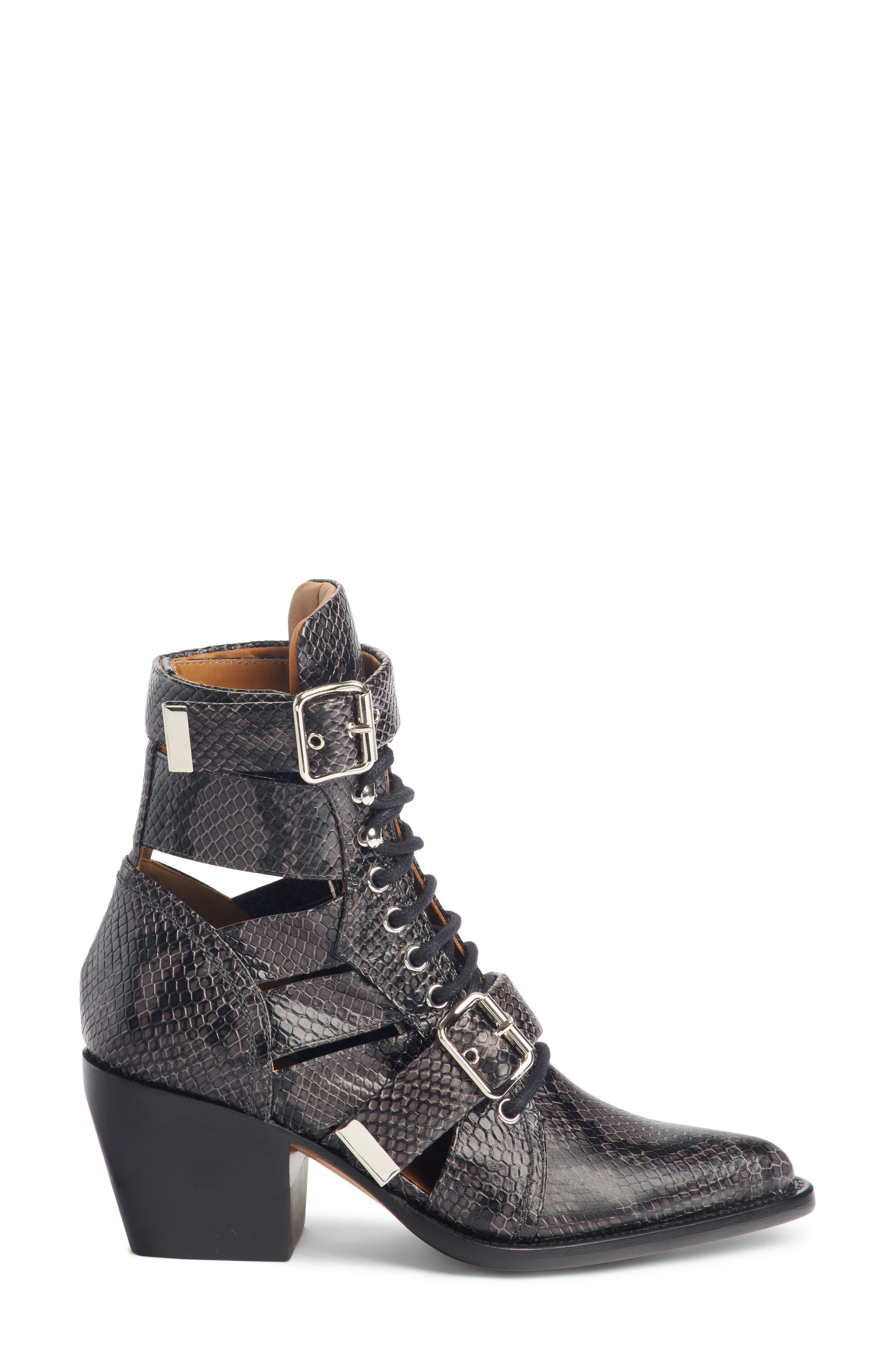 Rylee Caged Pointy Toe Boot, Alternate, color, CHARCOAL BLACK
