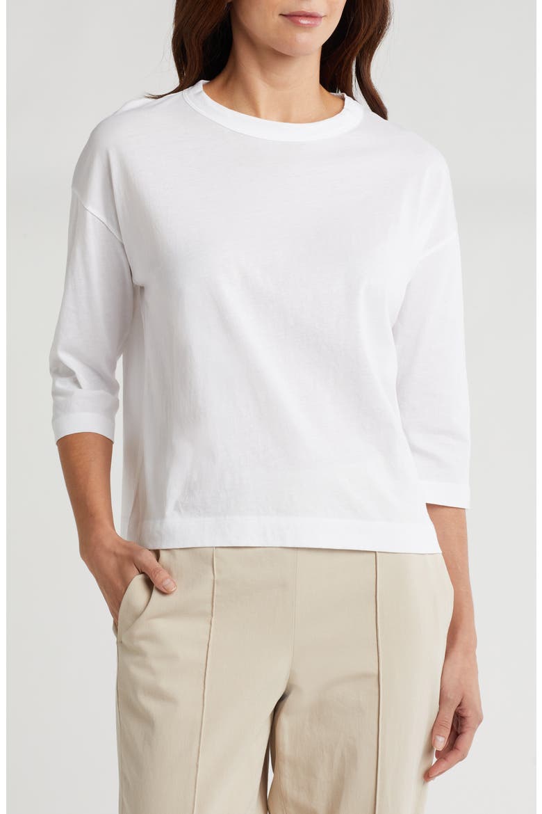 Bracelet Sleeve Boxy Cotton Top, Main, color, OPTIC WHITE