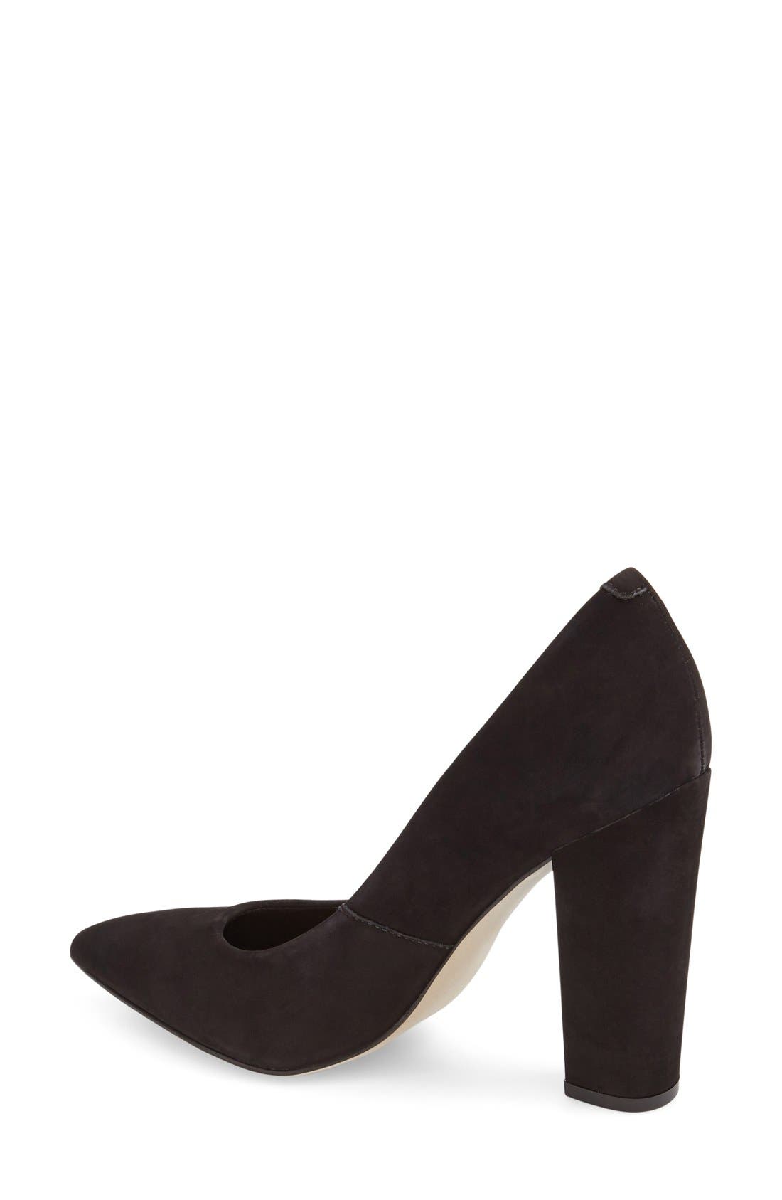 'Primpy' Pointy Toe Block Heel Pump, Alternate, color, BLACK NUBUCK