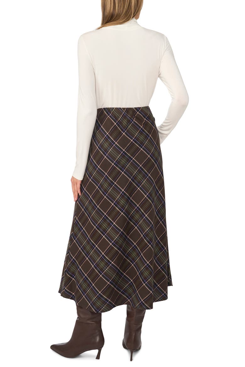 Brushed Plaid A-Line Skirt, Alternate, color, SADDLE BROWN PLAID