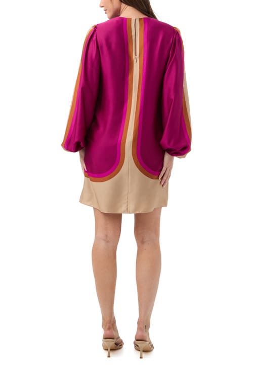 Trina Turk Elm Long Sleeve Printed Shift Dress In Purple