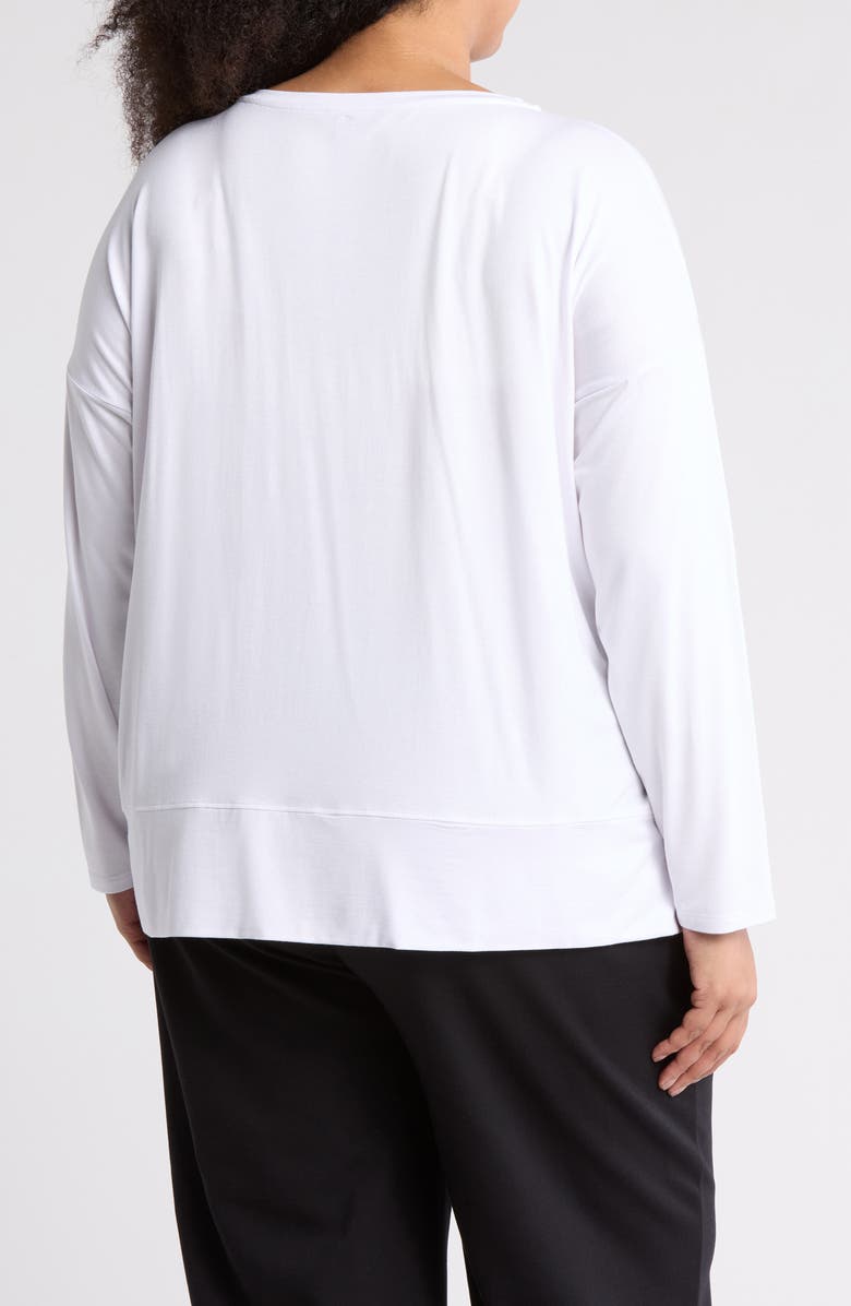 Eileen Fisher V-Neck Long Sleeve Boxy T-Shirt, Alternate, color, White