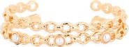NORDSTROM RACK 2-Pack Faux Pearl Sparkle Cuff Bracelets