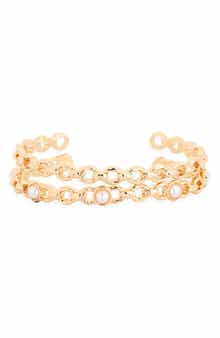 NORDSTROM RACK 2-Pack Faux Pearl Sparkle Cuff Bracelets