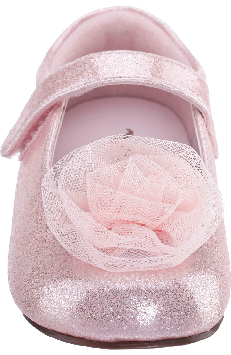 Nina Kids' Bluee Rosette Mary Jane Flat, Alternate, color, Light Pink Shimmer