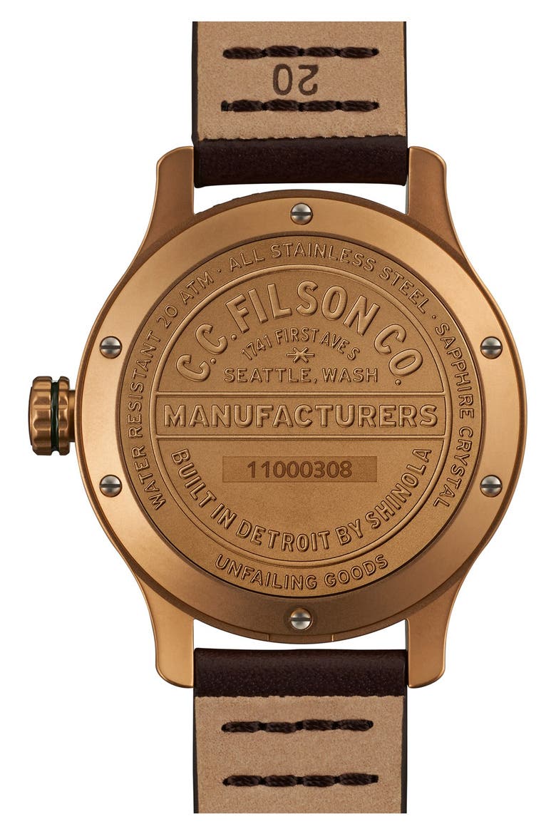 'The Mackinaw Field' Watch, 43mm, Alternate, color, BROWN/ GREEN/ GOLD