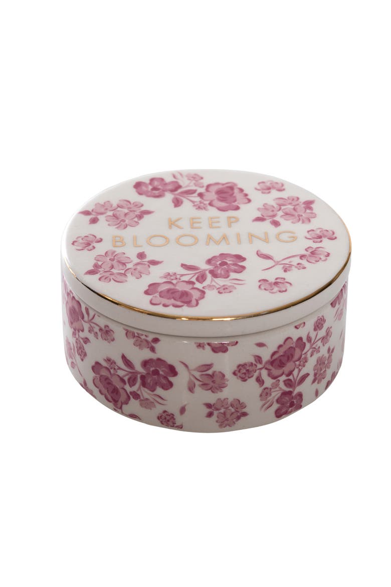 Keep Blooming Ring Dish with Lid Ceramic Pink, Main, color, Pink