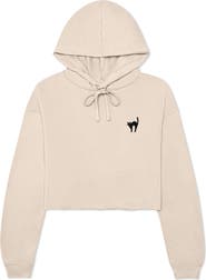 Dalix Black Cat Cropped Fleece Hoodie