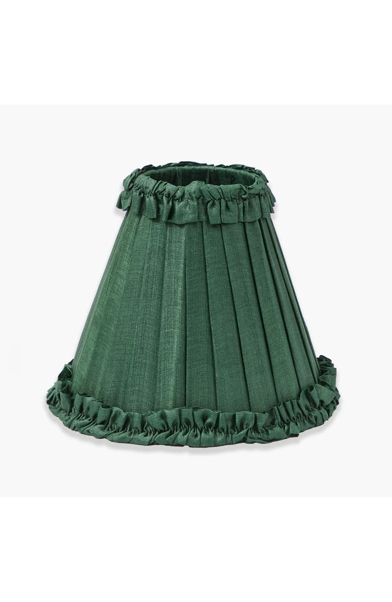 Mrs. Alice Forest Green Frilled Silk Lampshade, Main, color, Green