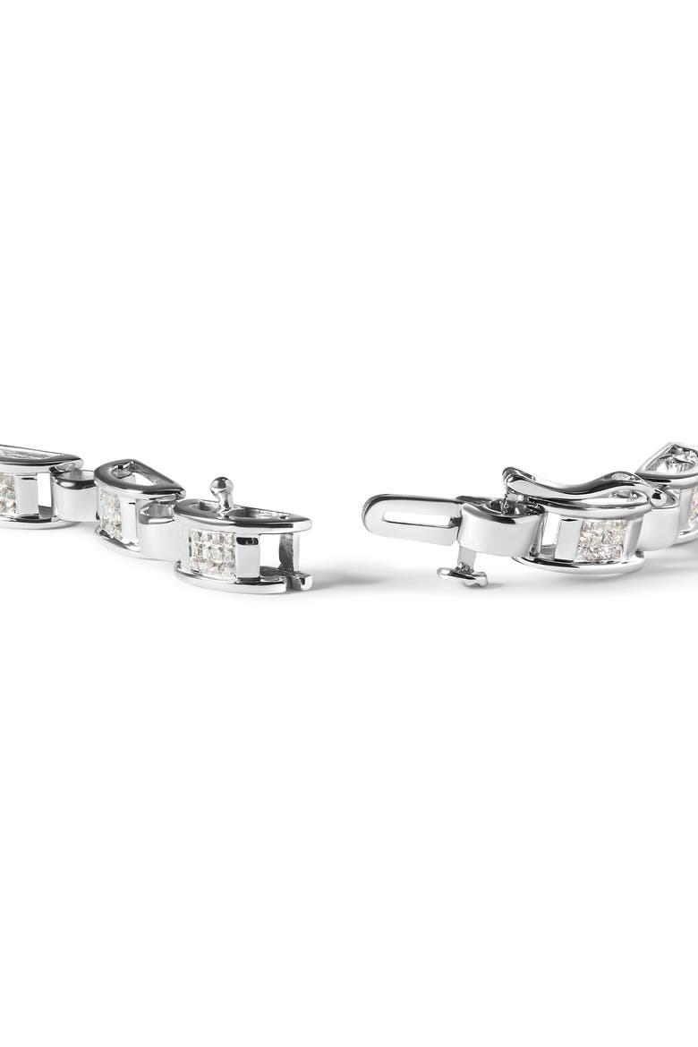 14K White Gold 1.00 Cttw Princess-Cut Diamond Link Bracelet -, Alternate, color, White