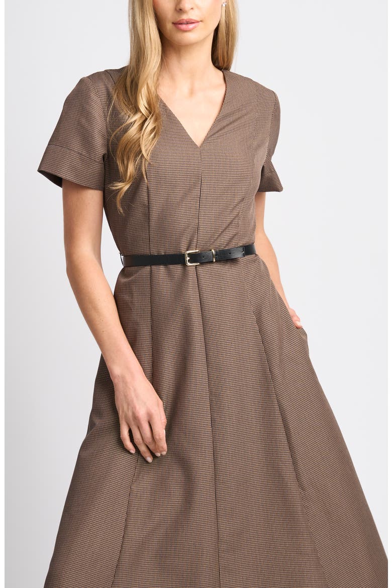 Combo Hem Dress with Leather Belt, Alternate, color, RICH BLACK