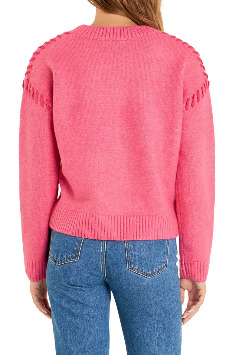 Whipstitch Sweater, Alternate, color, PINK/ FUCHSIA