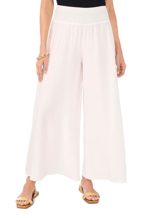 Smocked Waist Wide Leg Pants
