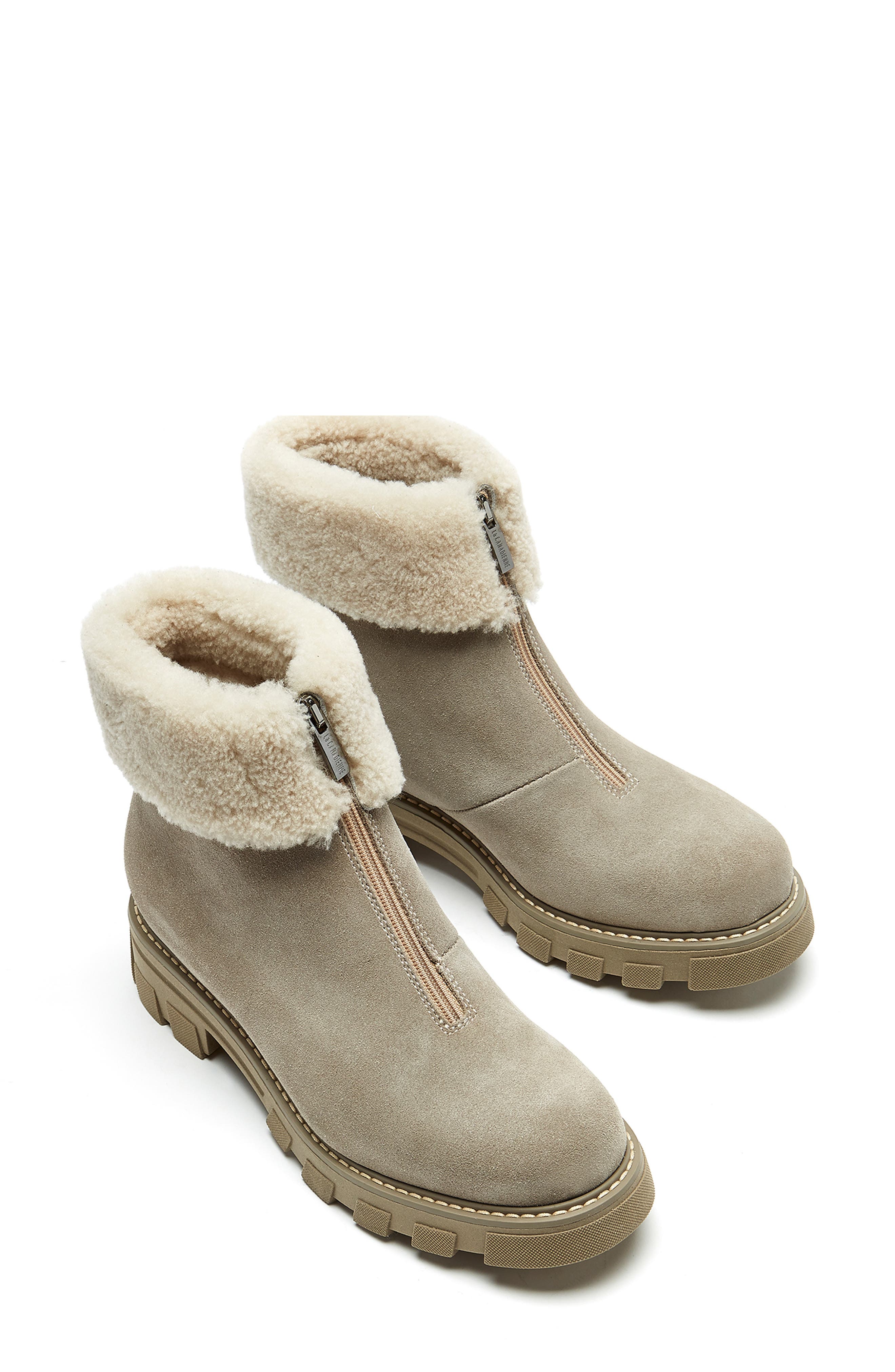 Abba City Dry™ Genuine Shearling Lined Waterproof Bootie, Alternate, color, PEBBLE SUEDE