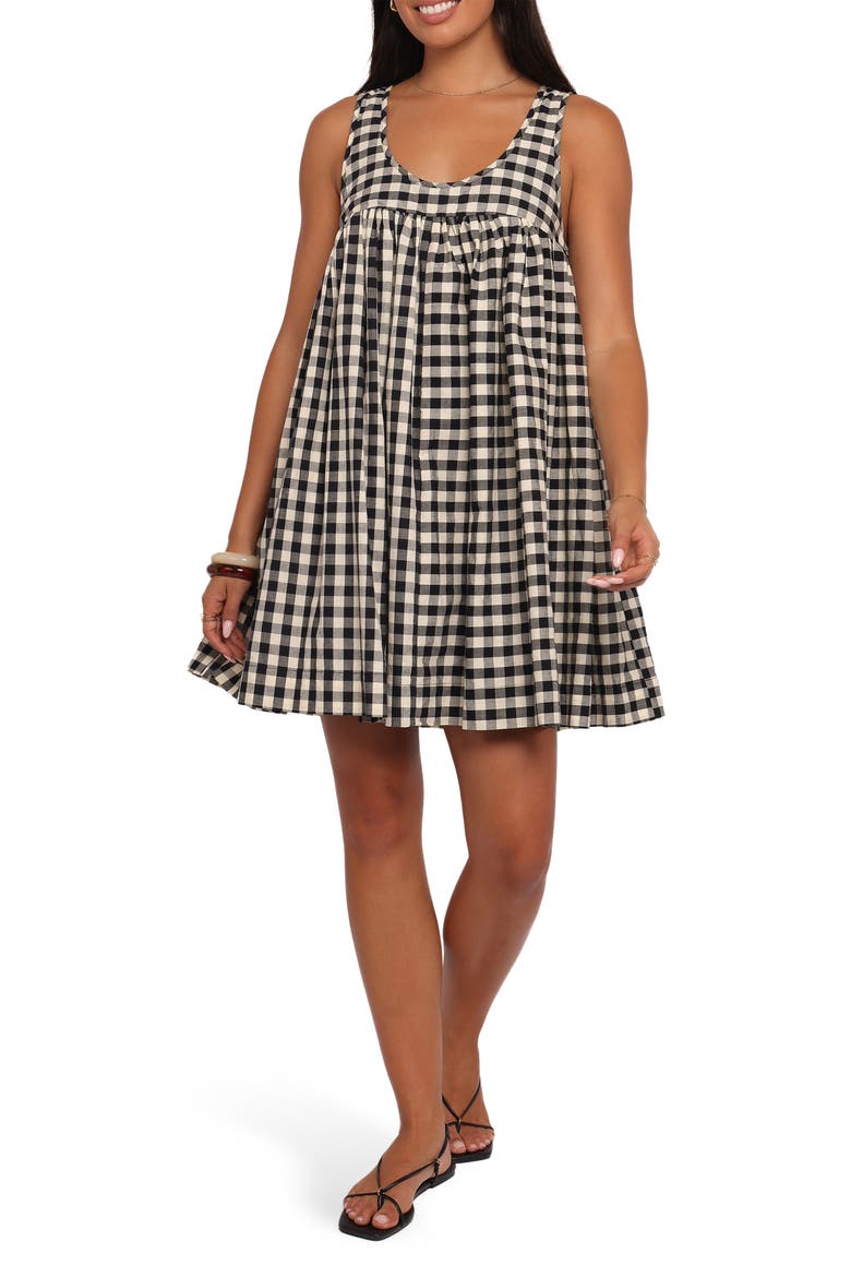 Atria Check Sleeveless Minidress, Main, color, BLACK CREAM GINGHAM