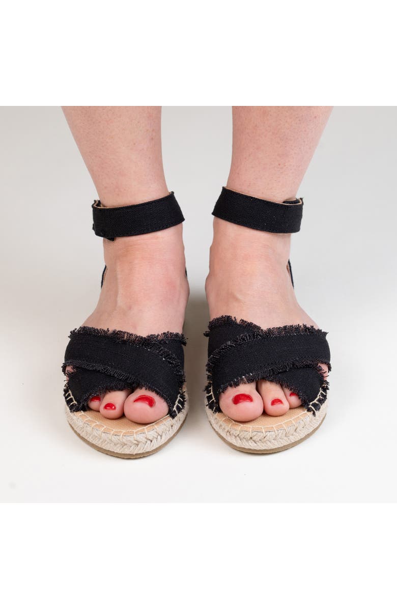 Minnetonka Pemma Ankle Strap Sandal, Alternate, color, Black Linen