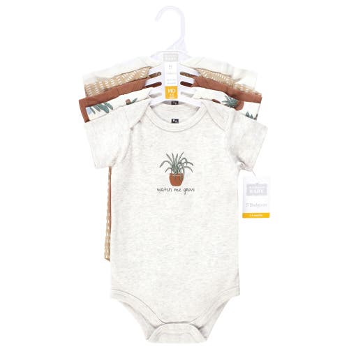 Hudson Baby Five-piece Set Of Cotton Infant All-in-one Bodysuits In Brown