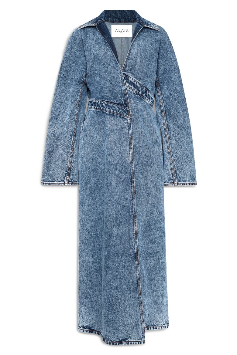 Spiral Asymmetric Denim Trench, Alternate, color, BLEU NEIGE