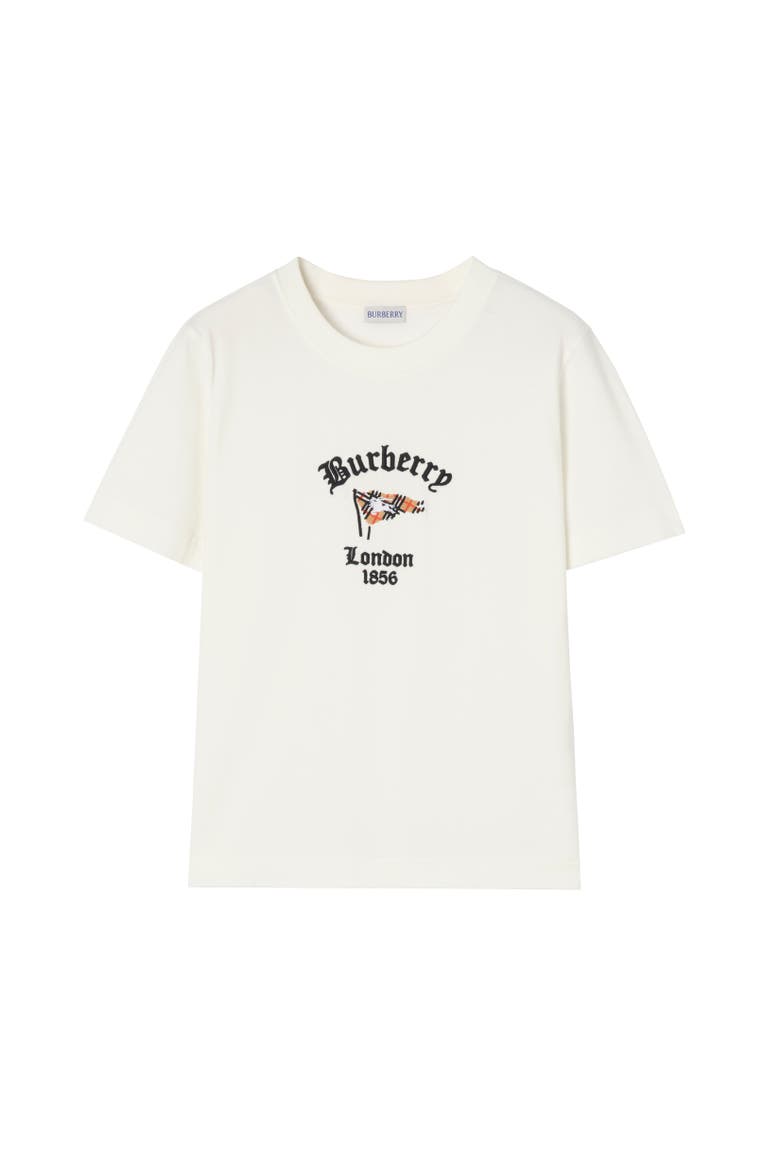 Check Flag Cotton T-shirt, Alternate, color, Chalk white
