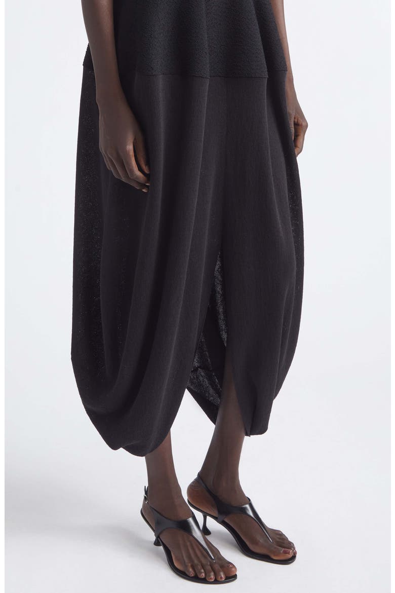 Sukki Mixed Media Bubble Hem Midi Dress, Alternate, color, BLACK