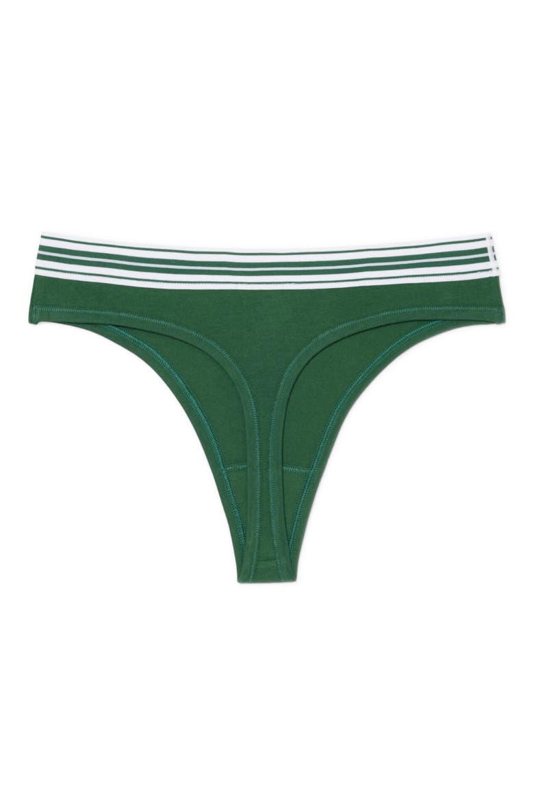 Stretch Cotton Jersey Thong, Alternate, color, GREEN