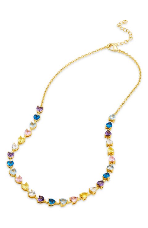 Cubic Zirconia Heart Tennis Necklace