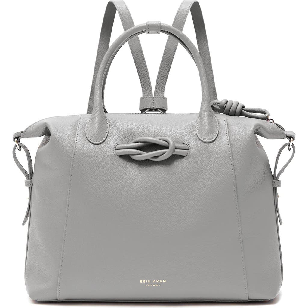 Esin Akan Wimbledon Large Leather Backpack Tote In Grey