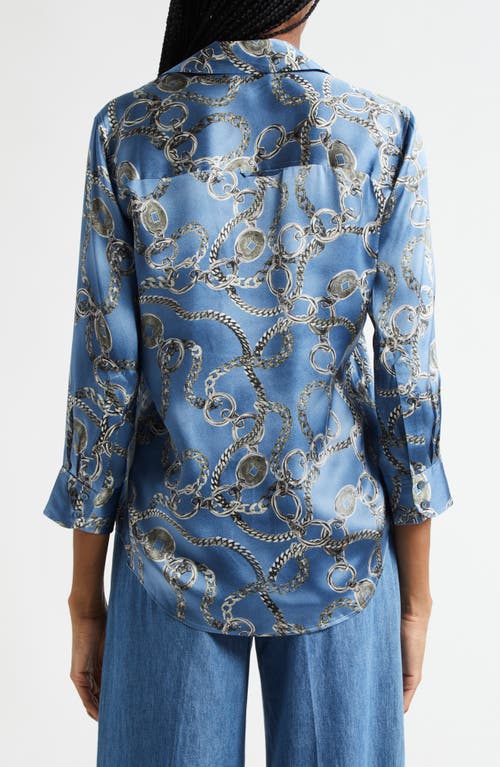 L Agence L'agence Dani Chain Print Silk Button-up Shirt