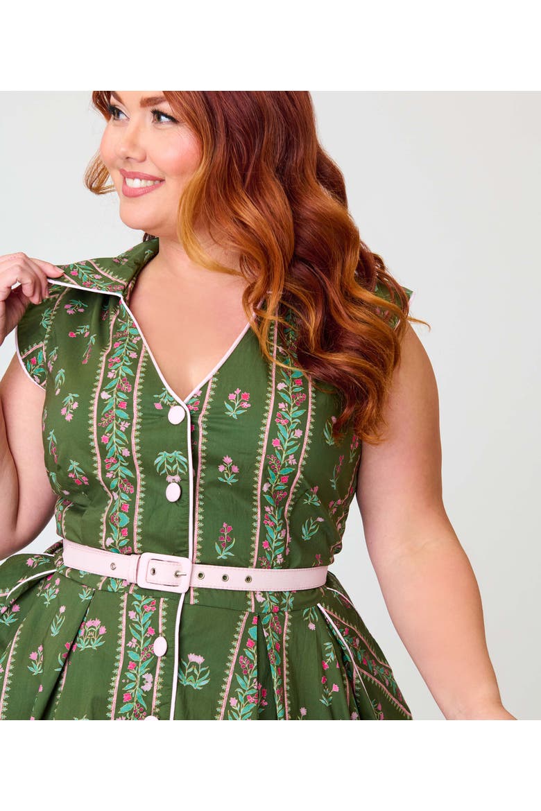 Plus Size Shirt Swing Dress, Alternate, color, Green Floral Stripe