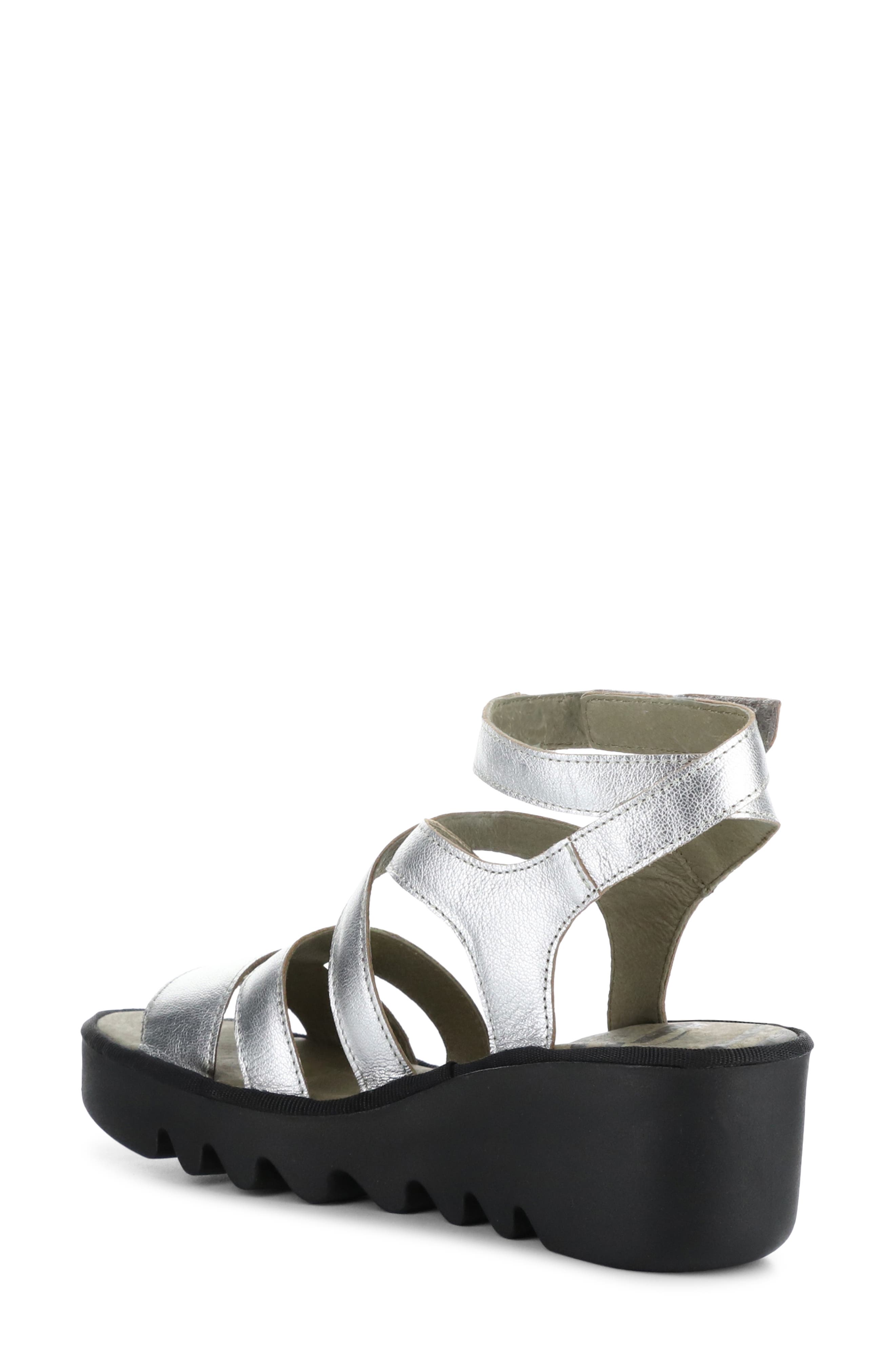 Fly London Bafy Ankle Strap Platform Wedge Sandal, Alternate, color, 000 Silver Idra