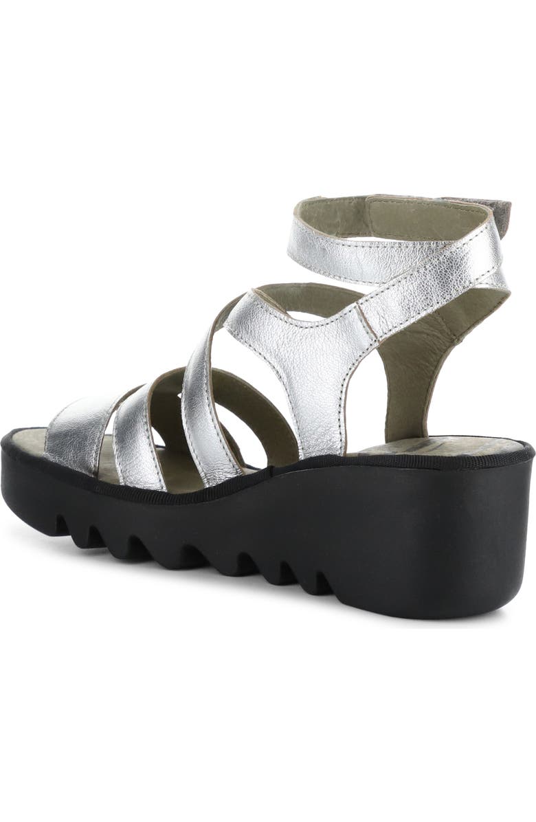 Fly London Bafy Ankle Strap Platform Wedge Sandal, Alternate, color, 000 Silver Idra