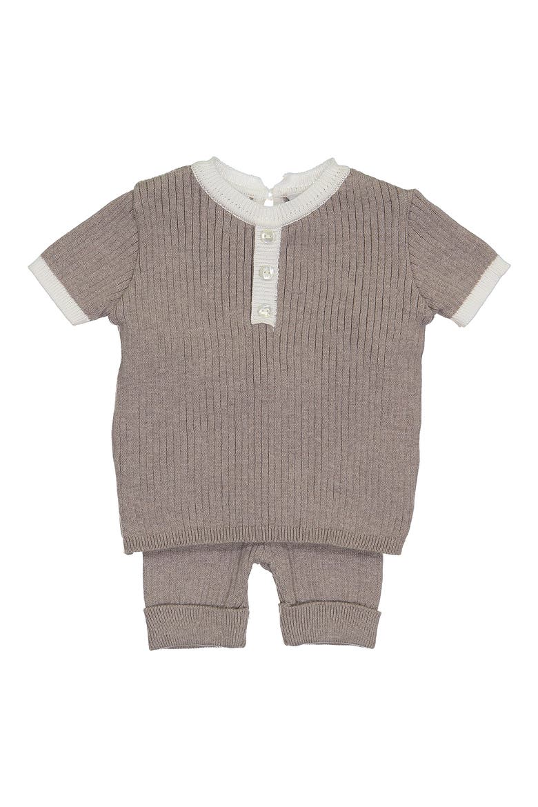 Knit Henley & Pants Set, Main, color, HEATHER TAN
