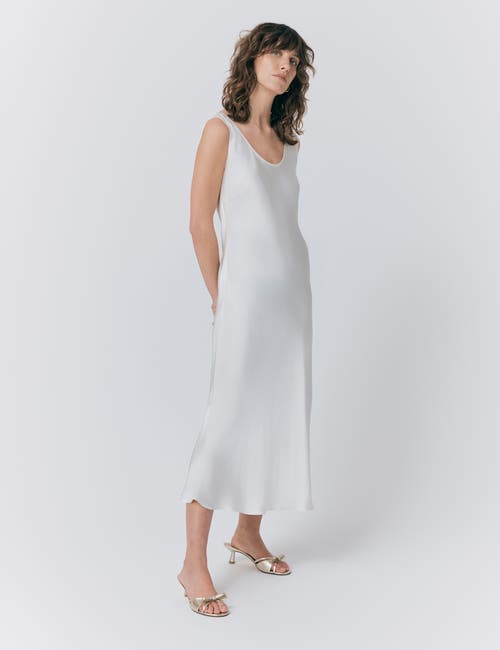 Ghost London Palm Satin Midi Slip Dress In White