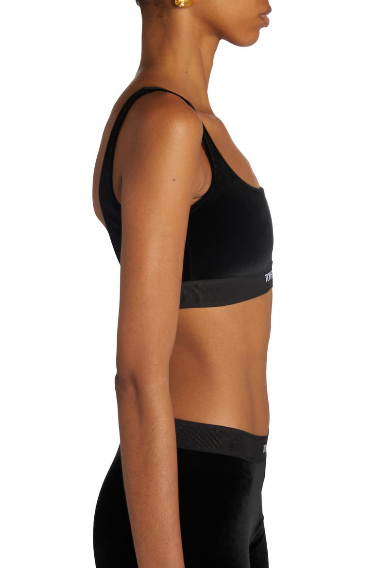Signature Velour Bralette, Alternate, color, BLACK