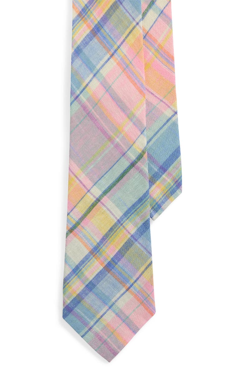 Ralph Lauren Purple Label Plaid Linen Tie, Main, color, 