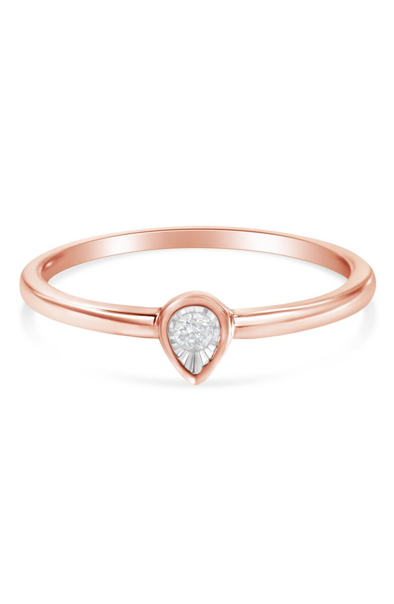 Haus of Brilliance 14K Rose Gold Plated Silver 1/20 Cttw Diamond Teardrop Pear-Shaped Ring, Alternate, color, Rose Gold Over Silver