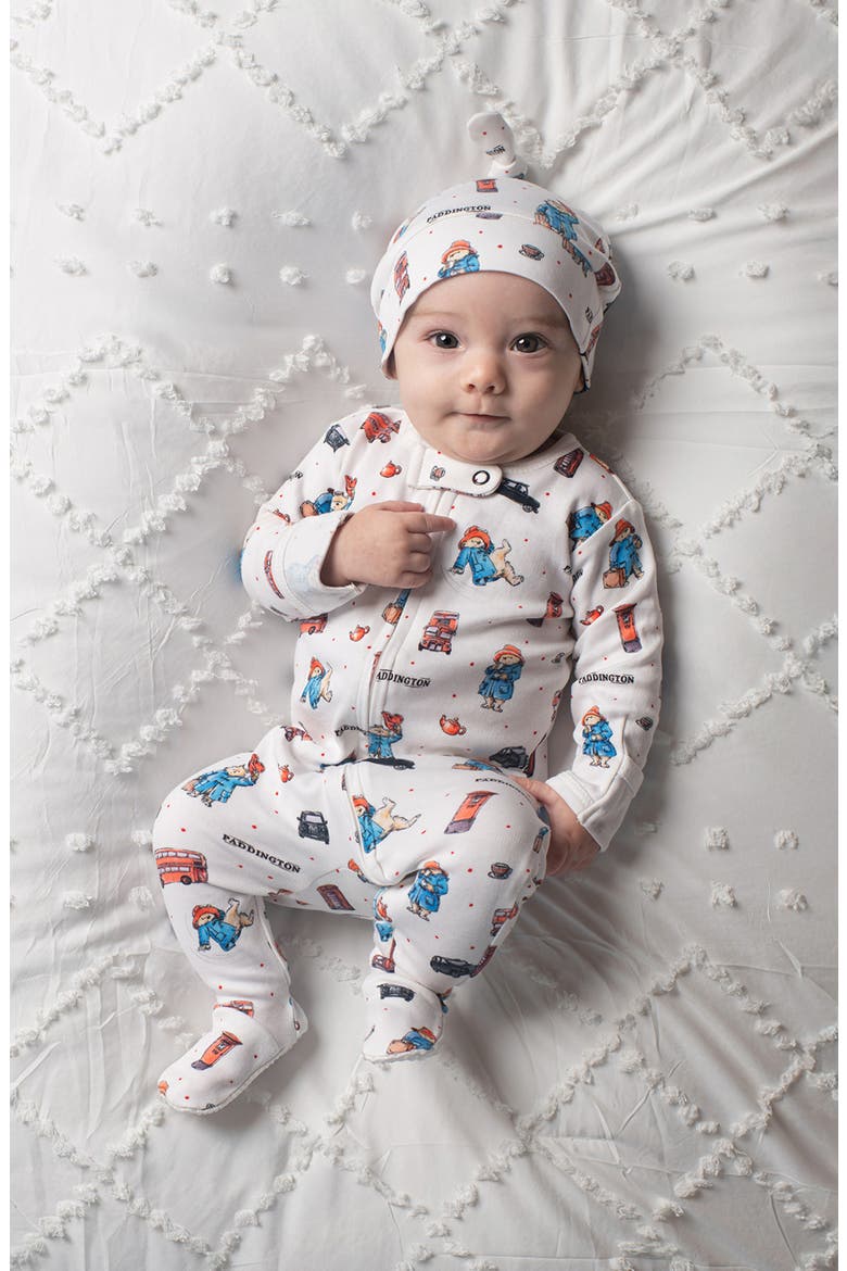 x Paddington Fitted One-Piece Organic Cotton Footie Pajamas, Alternate, color, LONDON PADDINGTON